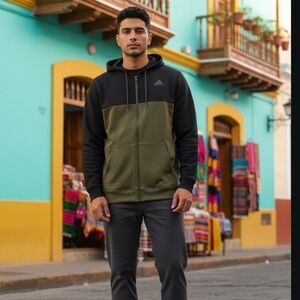 Adidas Two-Tone Black and Olive Jacket